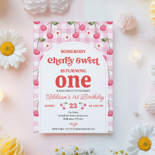 Convites Retro Red Alguém Cherry Sweet Birthday