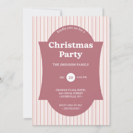 Convites Retro Red Christmas Party Striped Invitation