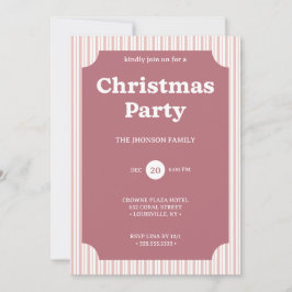 Convites Retro Red Christmas Party Striped Invitation
