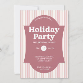 Convites Retro Red Christmas Party Striped Invitation