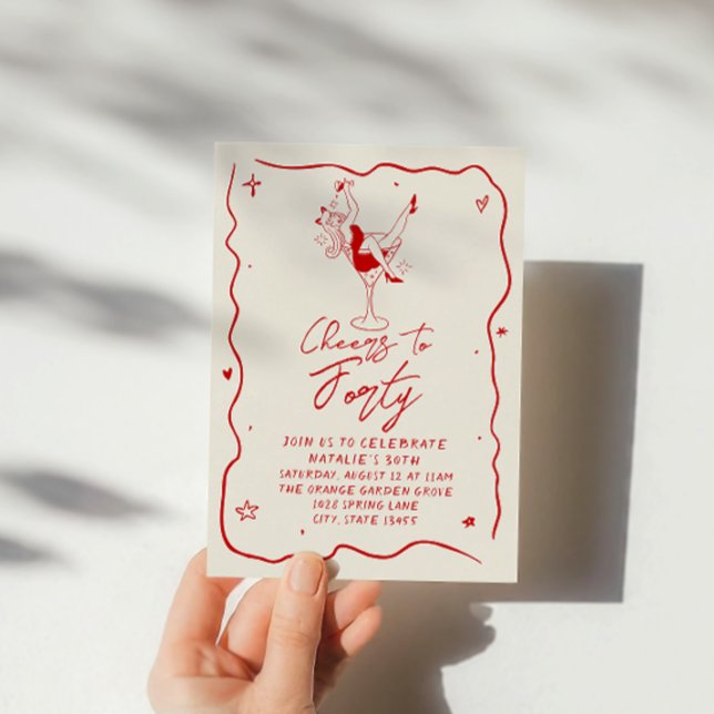 Convites Retrô Retraiu Cheios Para Quarenta aniversário de  (Criador carregado)