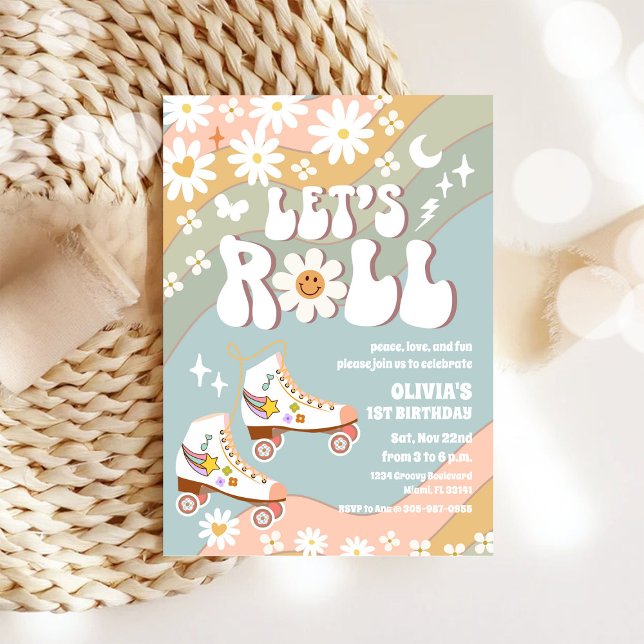 Convites Retro Roller Skating Birthday Invitation (Criador carregado)