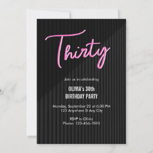 Convites Retro Rosa Neon Aniversário de 30 anos