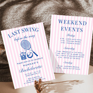 Convites Retro Rosa Último Balanço Antes da Raquete de Téni