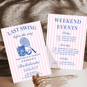 Convites Retro Rosa Último Balanço Antes do Anel de Tênis B