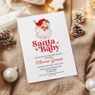 Convites Retro Santa Baby Festa de Bebê Natal