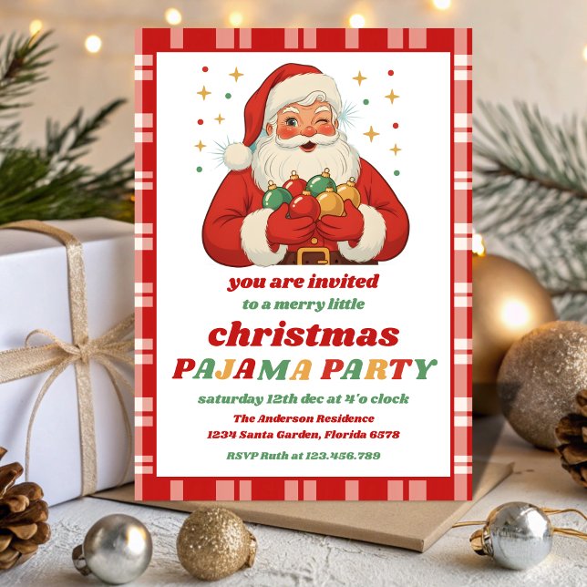 Convites Retro Santa Pajama Christmas Party Editable (Criador carregado)