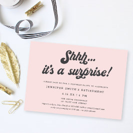 Convites Retro Script Blush Pink Surprise Retirement Party