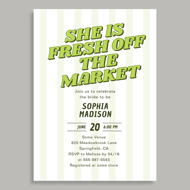 Convites Retro She Is Fresh Off The Market Bridal Shower (Criador carregado)