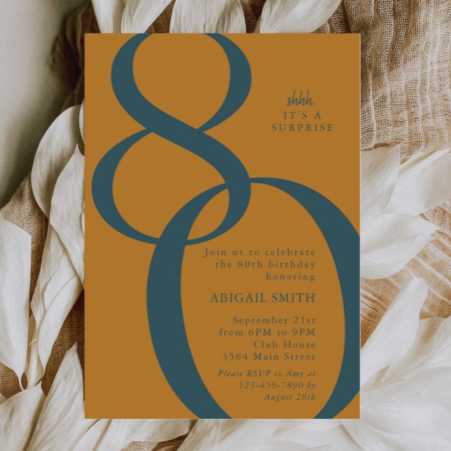 Convites Retro Shh It's a Surprise 80th Birthday Party (Criador carregado)