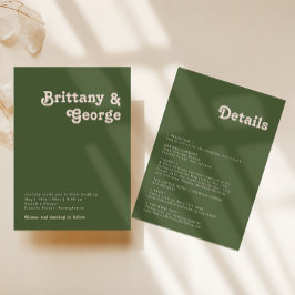 Convites Retro Simples Vibes Verde De Oliva Tudo Em Um Casa