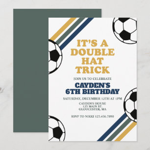 Convites Retro Soccer Duplo Hat Trick 6º Aniversário