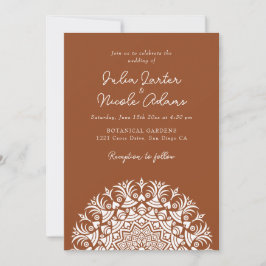 Convites Retro Spanish Abstract Floral Mandala Wedding