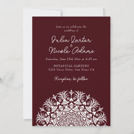 Convites Retro Spanish Abstract Floral Mandala Wedding