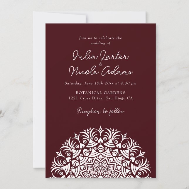 Convites Retro Spanish Abstract Floral Mandala Wedding (Frente)