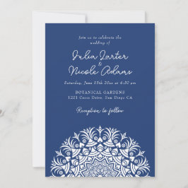 Convites Retro Spanish Abstract Floral Mandala Wedding