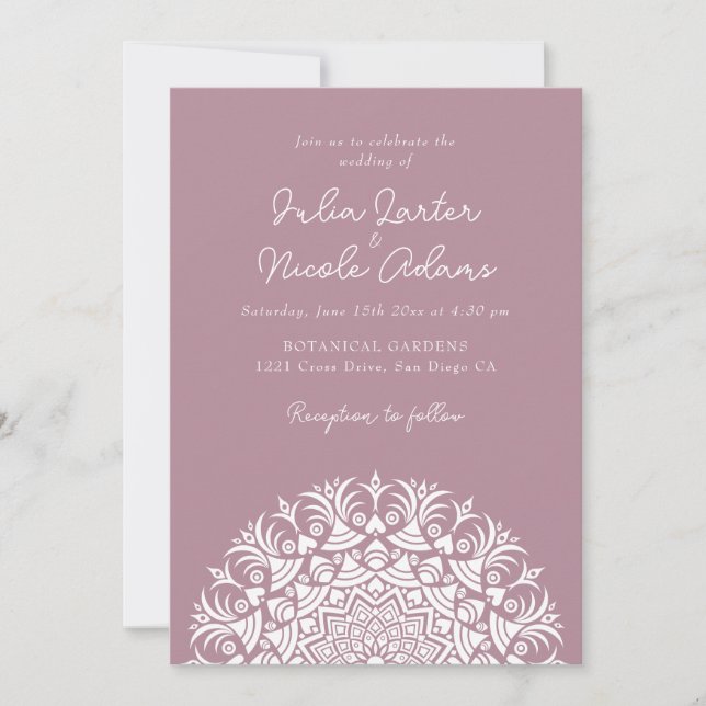 Convites Retro Spanish Abstract Floral Mandala Wedding (Frente)