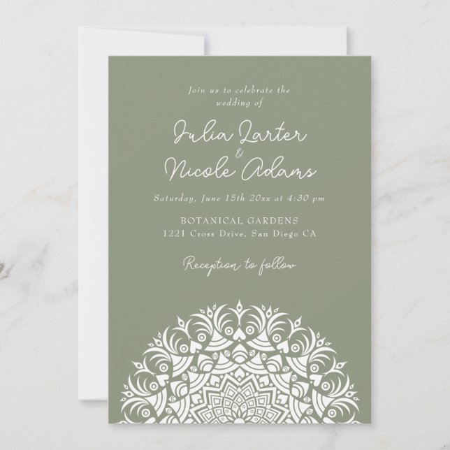 Convites Retro Spanish Abstract Floral Mandala Wedding (Frente)