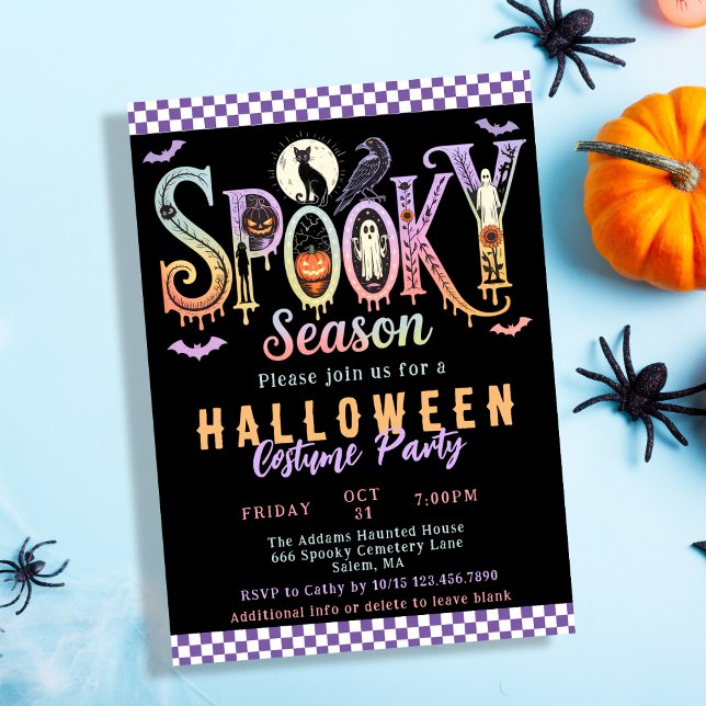 Convites Retro Spooky Season Pastel Halloween Festa de Figu (Criador carregado)