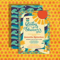 Retro Summer Beach Gênero Chá de fraldas neutro