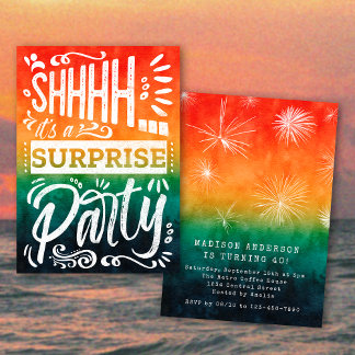 Convites Retro Sunset Summer Surprise Birthday Party