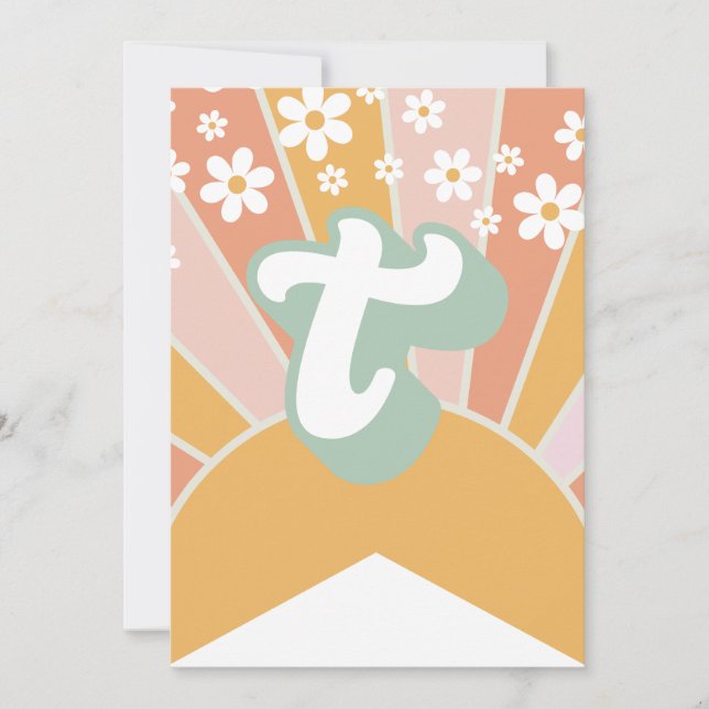 Convites Retro Sunshine Daisy boho floral Banner T (Frente)