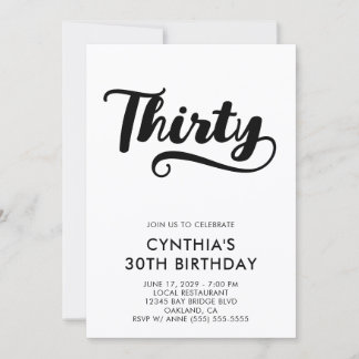 Convites Retro Swash Bold Script 30º Aniversário