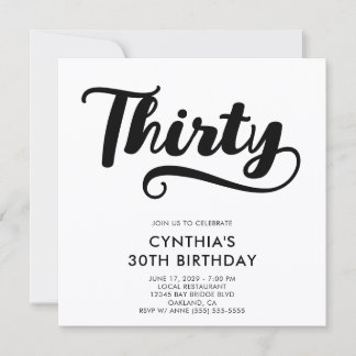 Convites Retro Swash Negrito Script 30º Aniversário