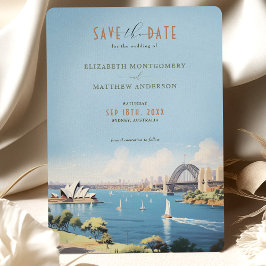 Convites Retro Sydney Austrália Viagem Save-the-Date (Salva