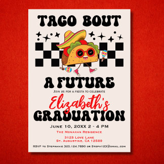 Convites Retro Taco Sobre Graduação De Fiesta