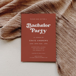 Convites Retro Terracotta Bachelor Party
