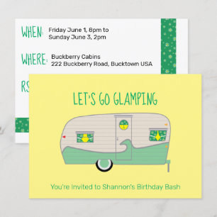 Convites Retro Trailer de Presunto em Lata Verde Menta para