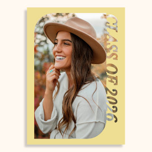 Convites Retro Turma de 2026 Foto Minimalista Citrino