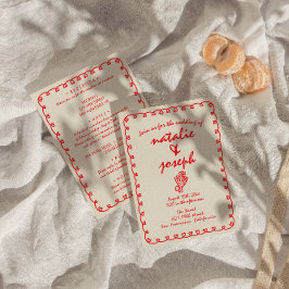 Convites Retrô Único E Simples, Quirky Tudo Em Um Casamento