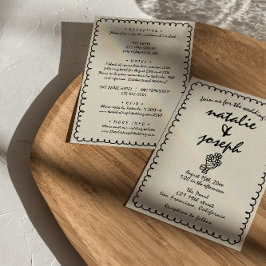 Convites Retrô Único E Simples, Quirky Tudo Em Um Casamento