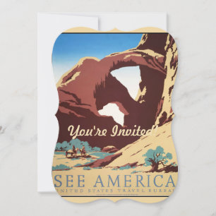 Convites Retro Veja a América Western Cowboys Deserto Arco