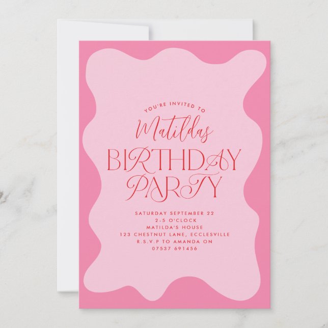 Convites Retro vermelho-rosado, cinzento-cinzento-cinzento- (Frente)