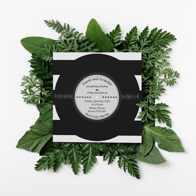 Convites Retro Vinil Record Elegant Chic Wedding (Criador carregado)