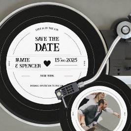 Convites Retro Vinil Record Foto Casamento Salvar Data