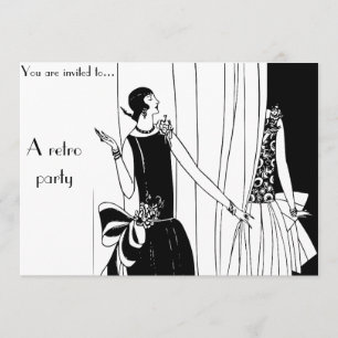 Convites Retro Vintage 1930 - festa temática em preto e br