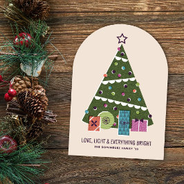 Convites Retro Vintage Christmas Tree Presents Holiday Card