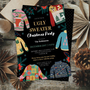 Convites Retro Vintage Festa de Férias de Natal Feia