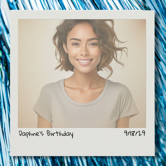 Convites Retro Vintage Instant Camera Sua Foto Aniversário (Retro instant photo birthday party invitation)