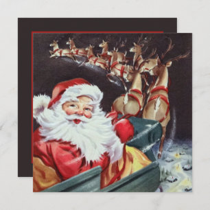 Convites retro vintage Papais noeis voadores