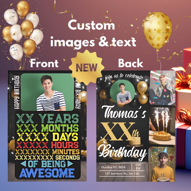 Convites Retro Vintage Personalizado Anos Dias Aniversário (Criador carregado)