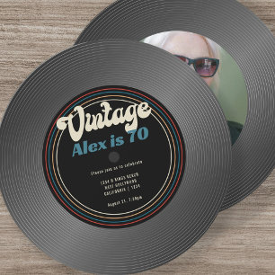 Convites Retro Vintage Registro de Vinil Foto Aniversário