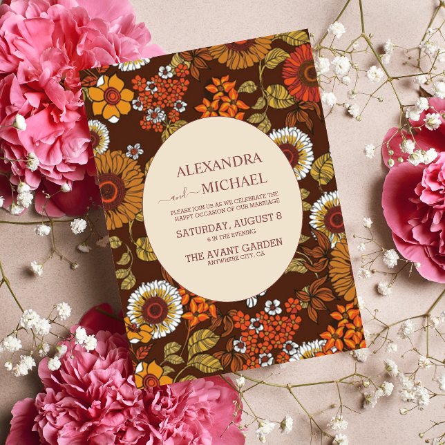 Convites Retro Vintage Sessenta Casamento Terracotta (Criador carregado)