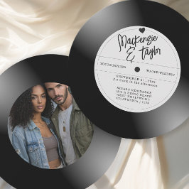 Convites Retro Vinyl Record Photo Wedding