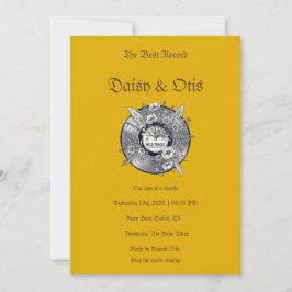 Convites Retro Vinyl Record Wedding Invitation 70s Boho