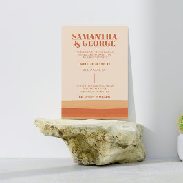 Convites Retro Watercolor Stripes Terracotta Orange Casamen